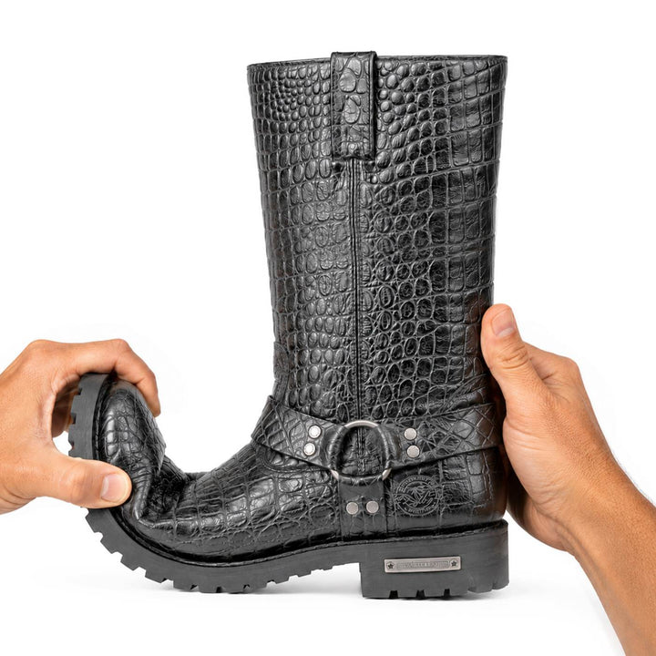 Milwaukee Leather Men’s Crocodile-Embossed Leather Motorcycle Boots
