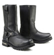 Milwaukee Leather Men’s Black Waterproof Boots 11-inch Wide Width Square Toe with Harness and Zipper MBM9061WP