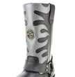 Milwaukee Leather Men’s Fire Fight Harness Boots – Black Leather w/ Silver Flames, 11″ Square Toe, Inside Zipper - MBM9067