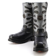 Milwaukee Leather Men’s Fire Fight Harness Boots – Black Leather w/ Silver Flames, 11″ Square Toe, Inside Zipper - MBM9067