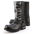 Milwaukee Leather Men’s Fire Fight Harness Boots – Black Leather w/ Silver Flames, 11″ Square Toe, Inside Zipper - MBM9067