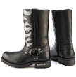 Milwaukee Leather Men’s Fire Fight Harness Boots – Black Leather w/ Silver Flames, 11″ Square Toe, Inside Zipper - MBM9067