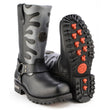 Milwaukee Leather Men’s Fire Fight Harness Boots – Black Leather w/ Silver Flames, 11″ Square Toe, Inside Zipper - MBM9067