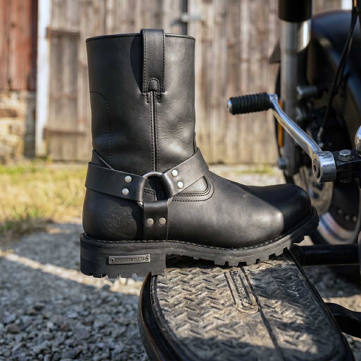 Milwaukee Leather Men's Outback Harness Motorcycle Boots - Full