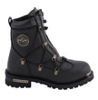 Milwaukee Leather MBM9075 Men's Black Leather 6-inch Plain Toe Dual Zipper Motorcycle Rider Boots
