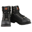 Milwaukee Leather MBM9080 Men's Black Leather 6-Inch Lace to Toe Motorcycle Rider Boots w/ Gear Shift Protection