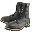 Milwaukee Leather Men's Classic Black Leather Lace-Up Logger Boots w/ Side Zipper MBM9095