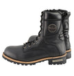 Milwaukee Leather Men's Classic Black Leather Wide Width Lace-Up Logger Boots w/ Side Zipper MBM9095W
