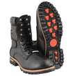 Milwaukee Leather Men's Classic Black Leather Lace-Up Logger Boots w/ Side Zipper MBM9095
