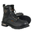 Milwaukee Leather Men's Black Leather Wide Width 6-Inch Lace-Up Logger Waterproof Motorcycle Boots MBM9096WP