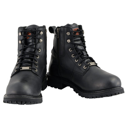 Milwaukee Leather MBM9096WP Men's Black Leather 'Wide Width' 6-Inch Lace-Up Logger Waterproof Boots