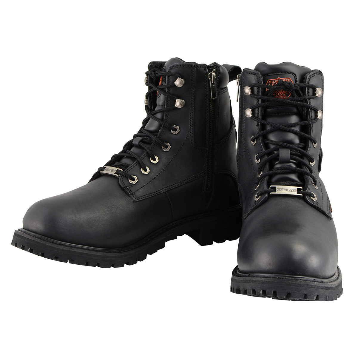 Milwaukee Leather Men's Black Leather Wide Width 6-Inch Lace-Up