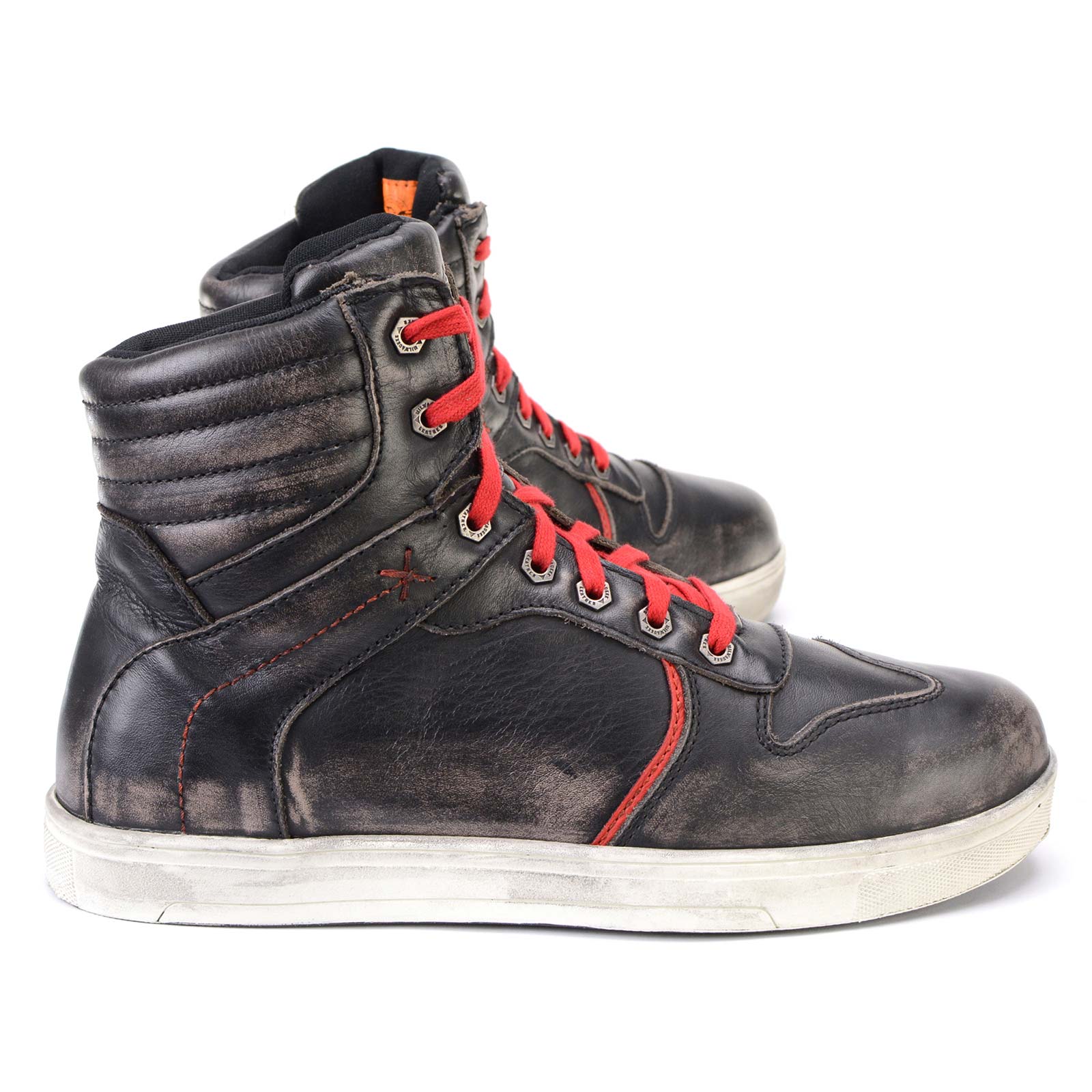 Milwaukee Leather MBM9103 Men's Vintage Leather Brown w/ Red Laces High-Top Reinforced Street Riding Casual Shoes