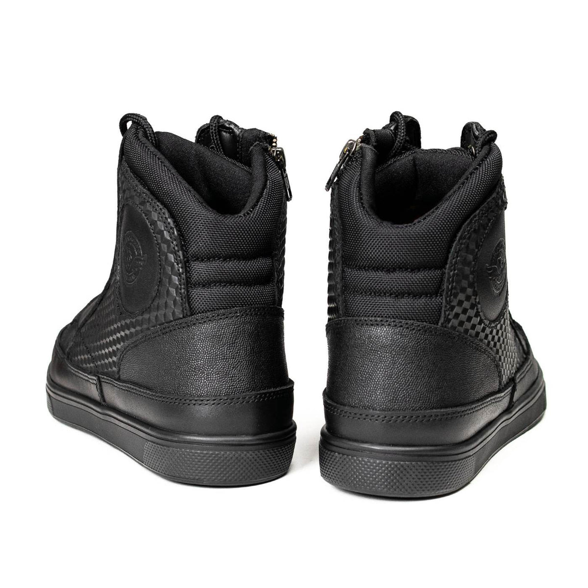 Milwaukee Leather Men's Black Leather Diamond Patterned Reinforced Street Biker Riding Shoes w/ Ankle Support - MBM9104