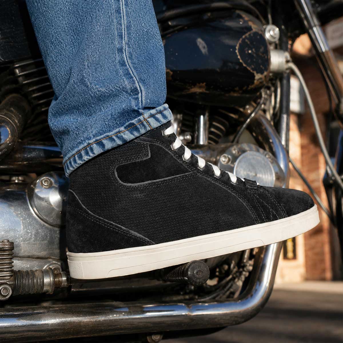 Milwaukee Leather Men's Black Suede Street Riding Shoes, MBM9106