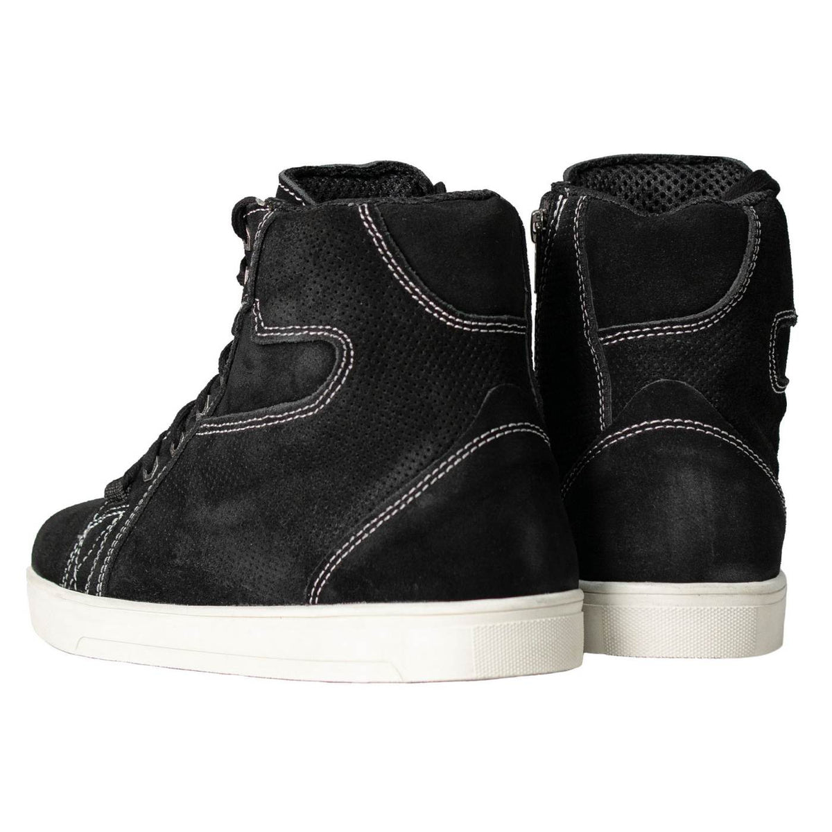Milwaukee Leather Men's Roadstitch Black Suede Reinforced Street Riding Shoes w/ White Stitching - MBM9107