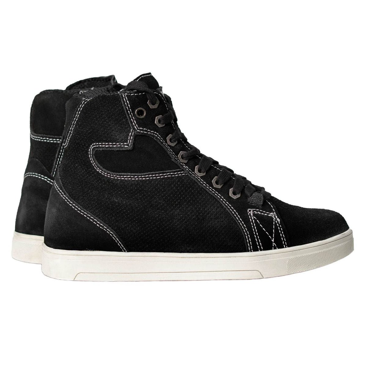 Milwaukee Leather Men's Roadstitch Black Suede Reinforced Street Riding Shoes w/ White Stitching - MBM9107