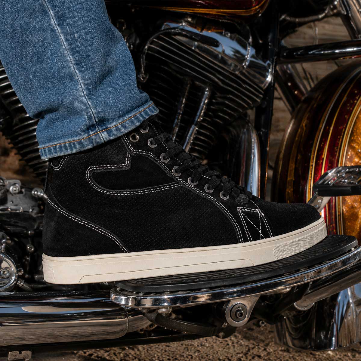 Milwaukee Leather Men's Black Suede Street Riding Shoes, MBM9106