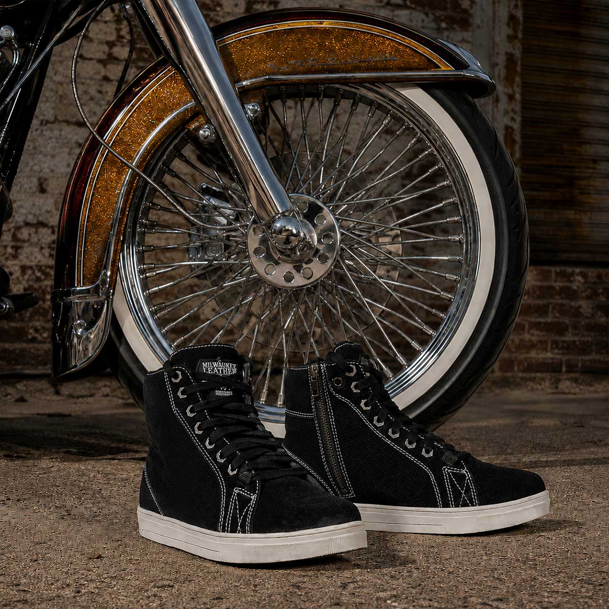 Milwaukee Leather Men's Black Suede Street Riding Shoes, MBM9106