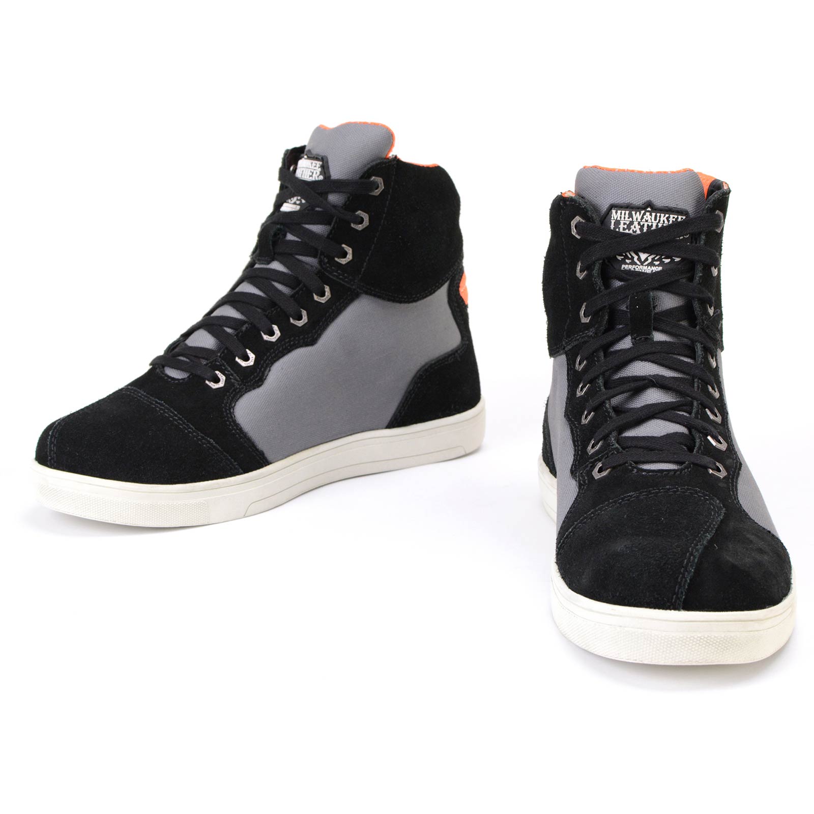 Milwaukee Leather MBM9116 Men's Black Suede and Grey Canvas Street