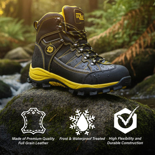 Bazalt MBM9124 Men’s Black & Yellow Faux Fur Lined Waterproof Frost-Proof Leather Work Boots