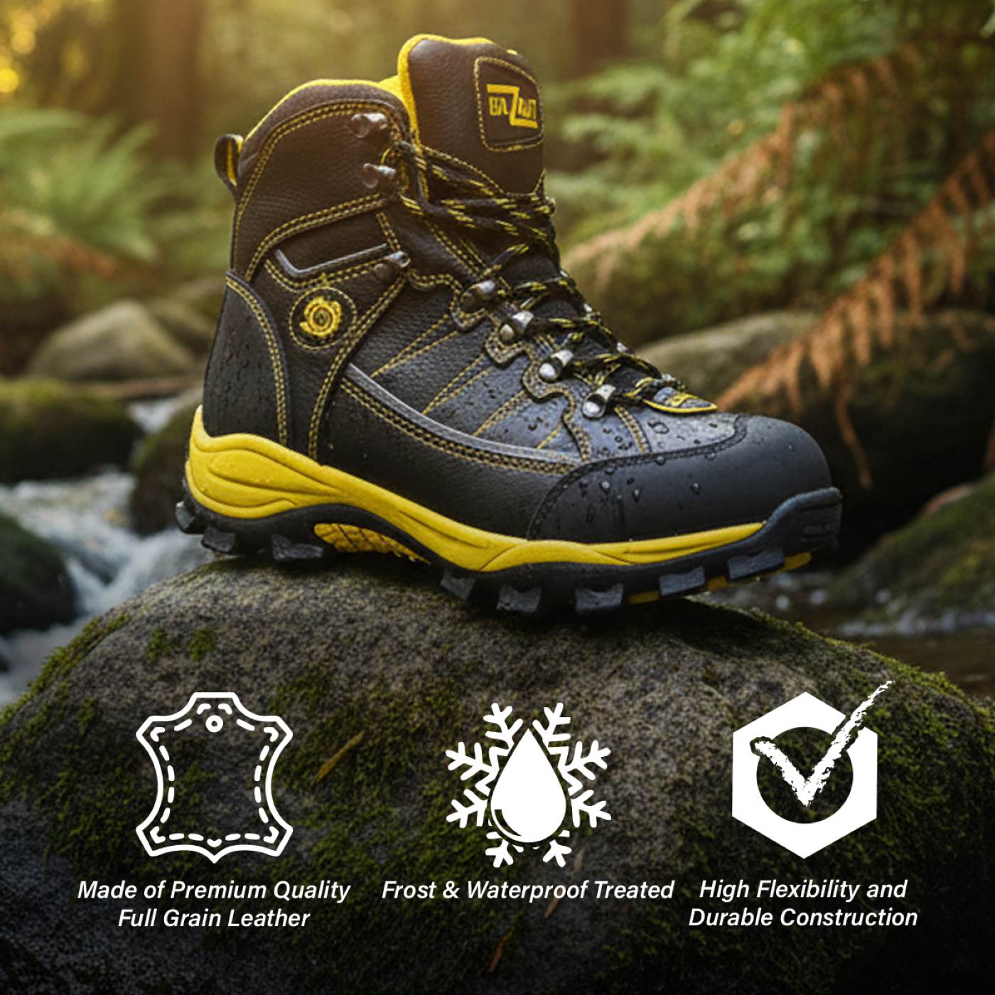 Bazalt Men’s Leather Waterproof Frost-Proof Outdoor Hiking & Work Boots