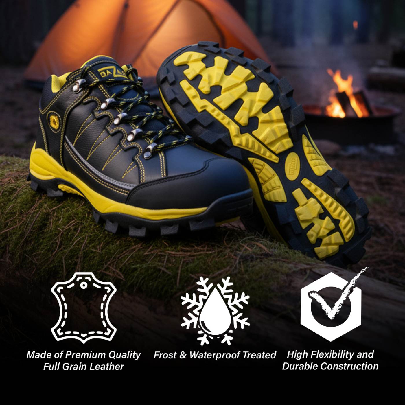 Bazalt Men’s Leather Waterproof Frost-Proof Outdoor Hiking & Work Boots