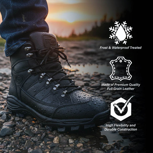 Bazalt MBM9128 Men’s Black Waterproof Frost-Proof Leather Lace-Up Work Boots