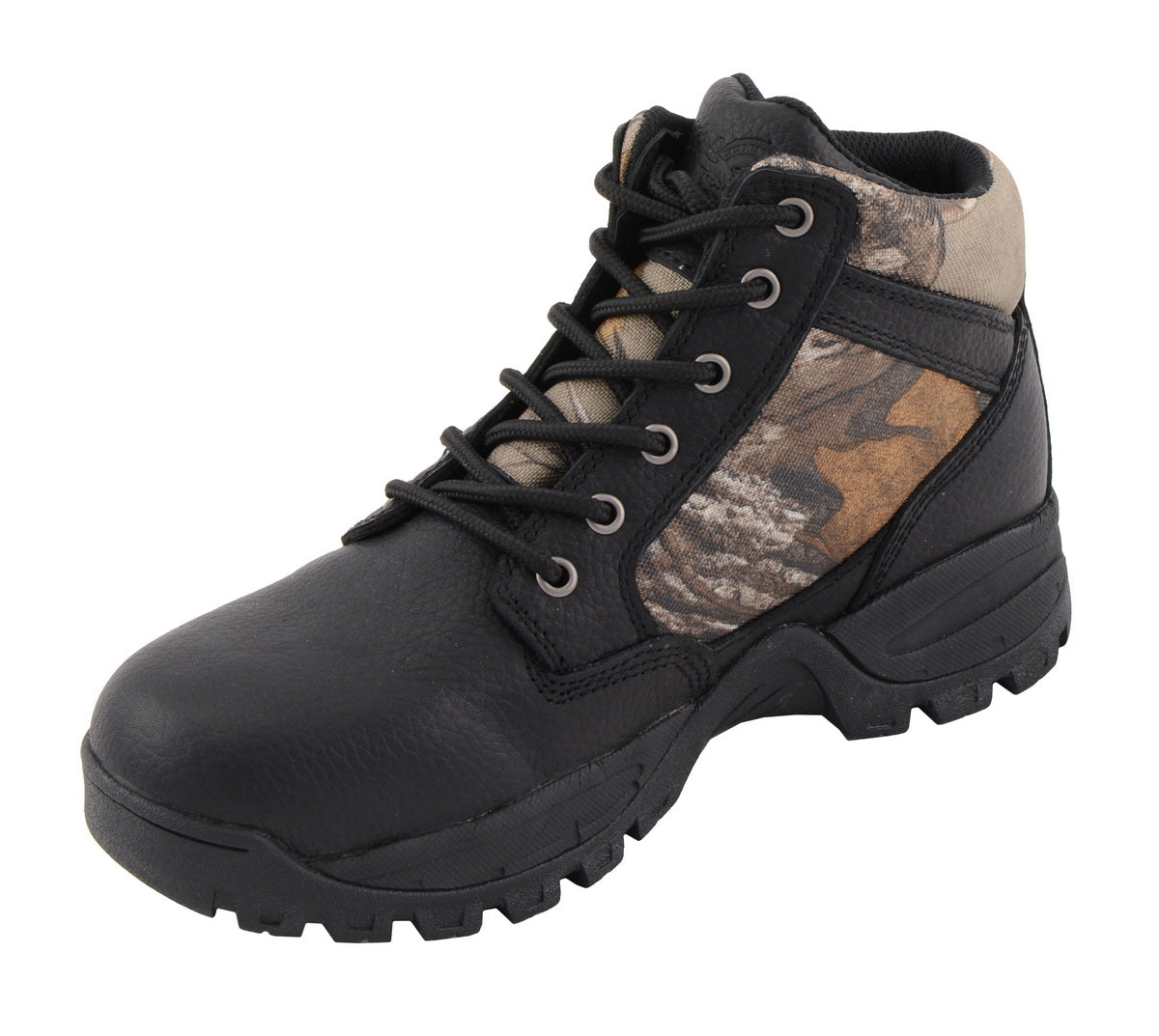 Milwaukee Leather MBM9145 Men's Waterproof Black Hiking Boots with Mossy Oak Print