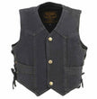 Milwaukee Leather MDK3900 Kids Classic Black Denim Side Lace Vest