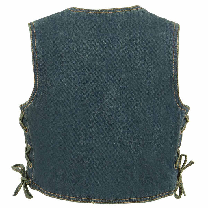 Milwaukee Leather MDK3900 Kids Classic Blue Denim Side Lace Vest