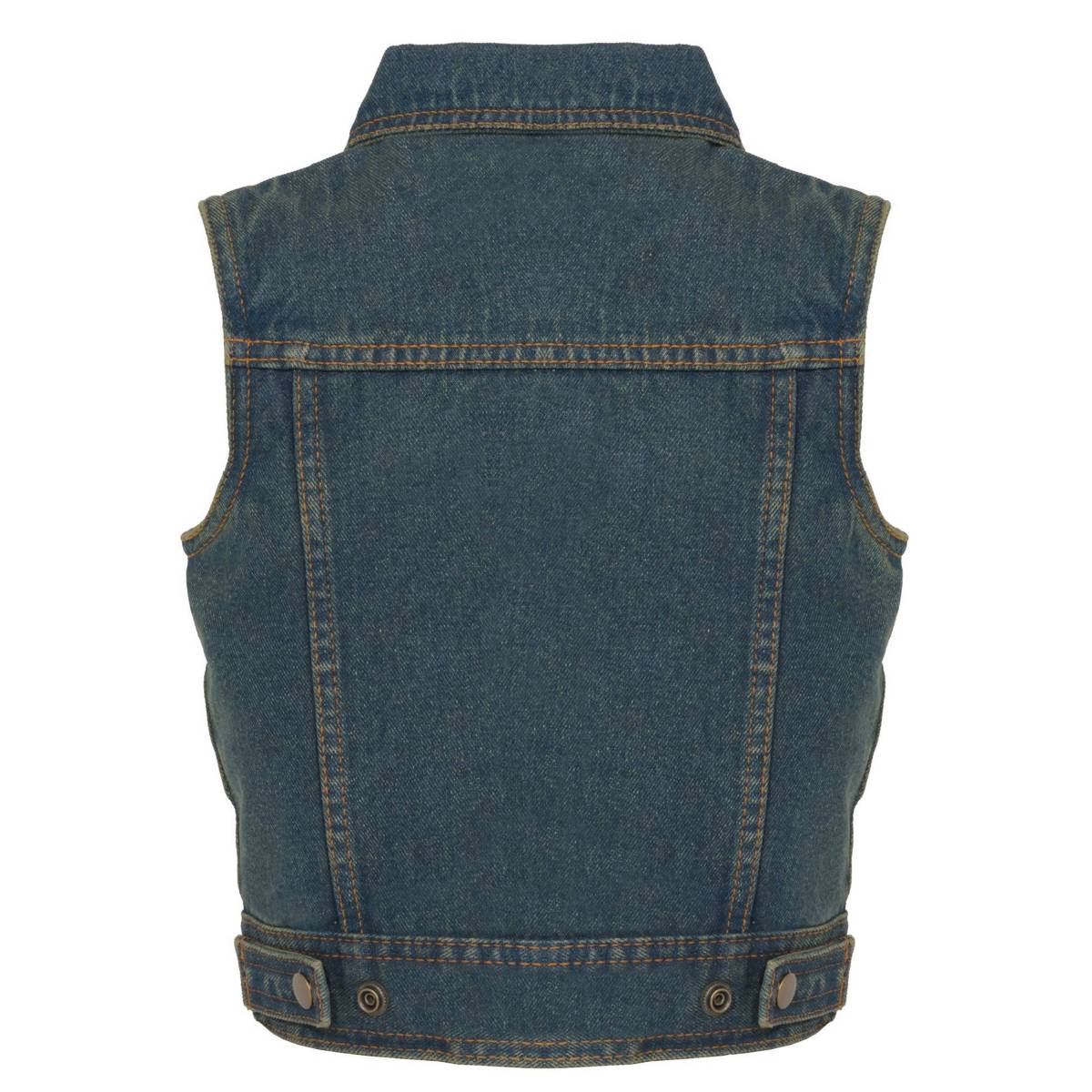 Milwaukee Leather MDK3910 Blue Unisex-Child Kids Denim Snap Front Vest with Shirt Style Collar