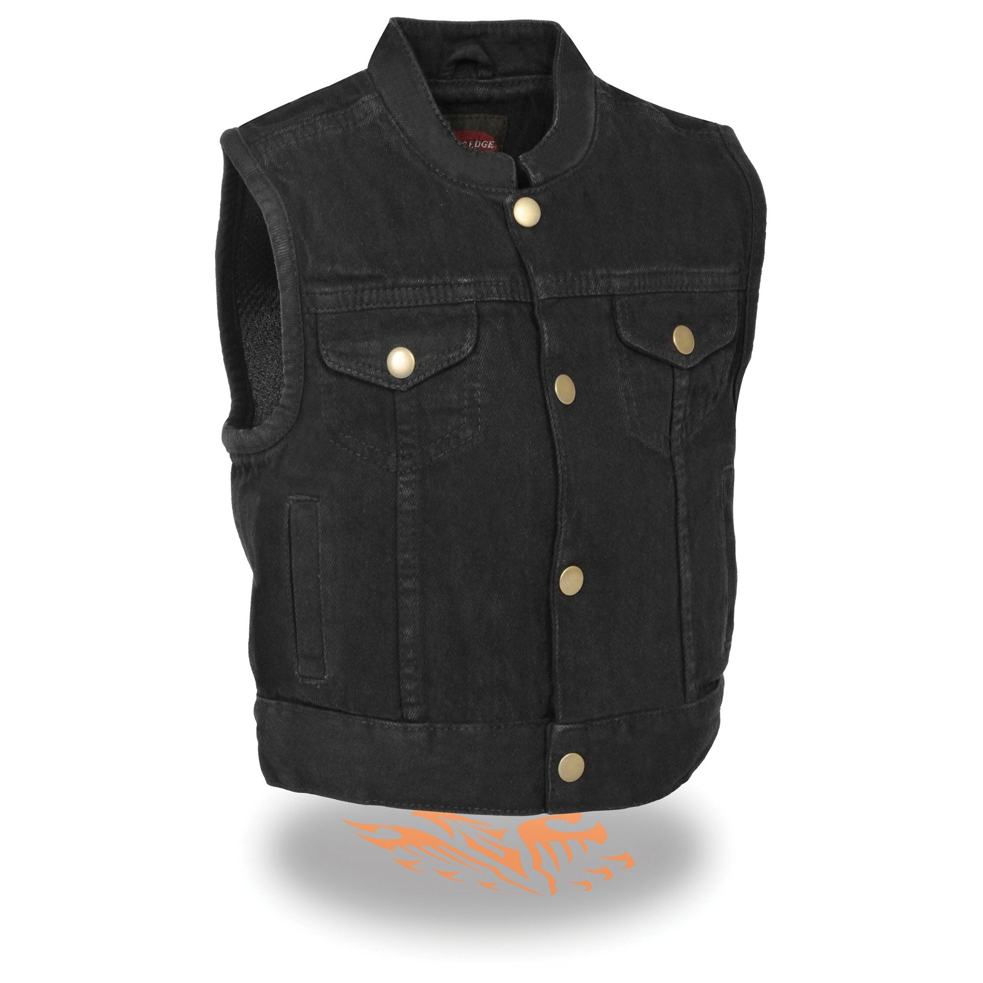 Milwaukee Leather MDK3920 Kids Black Denim Club Style Snap Front