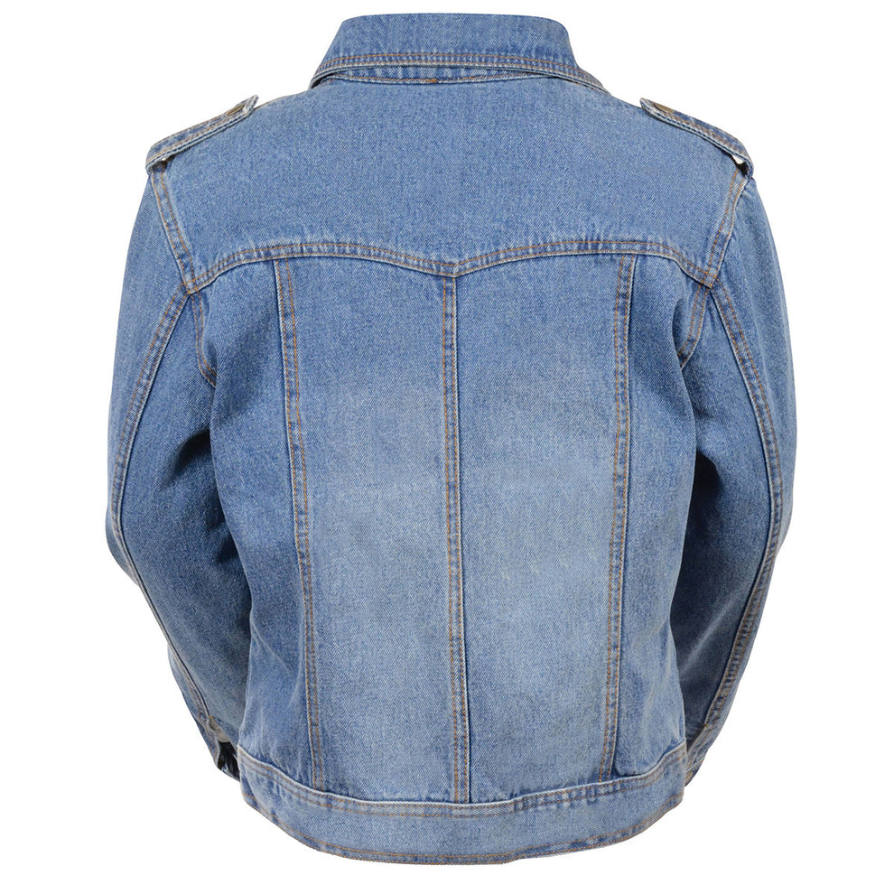 Milwaukee Leather MDL2000 Women's Blue Denim Jacket With Studded Spike