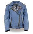 Milwaukee Leather MDL2000 Women's Blue Denim Jacket with Studded Spikes