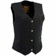 Milwaukee Leather MDL4000 Women's Black Denim 4-Snap Button Closure Motorcycle Rider Vest