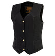 Milwaukee Leather MDL4000 Women's Black Denim 4-Snap Button Closure Motorcycle Rider Vest