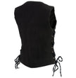 Milwaukee Leather MDL4001 Women's Black Denim Motorcycle Vest with Side Lace and 4 Snap Front