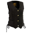 Milwaukee Leather MDL4001 Women's Black Denim Motorcycle Vest with Side Lace and 4 Snap Front