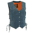 Milwaukee Leather MDL4001 Women's Blue Side Lace 4 Snap Front Denim Vest