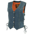 Milwaukee Leather MDL4001 Women's Blue Side Lace 4 Snap Front Denim Vest