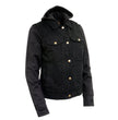 Milwaukee Leather MDL4002 Women's Black Denim 2 in 1 Shirt Style Collar Motorcycle Rider Vest W/ Removable Hoodie