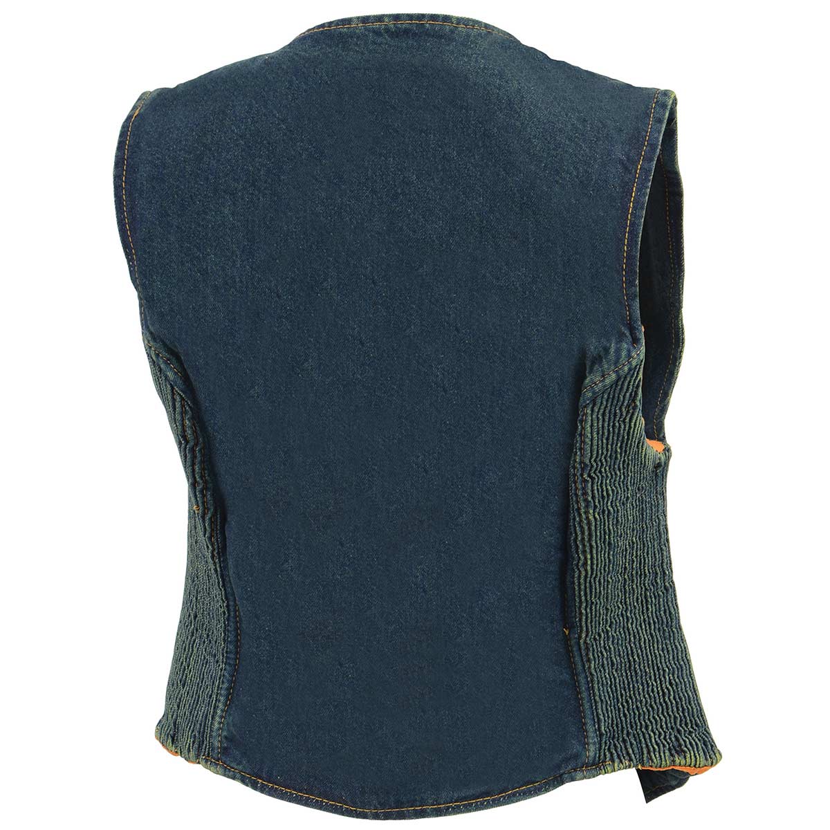 Milwaukee Leather MDL4010 Women's Blue Zipper Front Denim Vest with Side Stretch