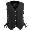 Milwaukee Leather MDL4020 Women's Classic Black ‘6 Pocket’ Side Lace Denim Vest