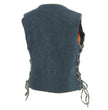 Milwaukee Leather MDL4020 Women's Classic Blue ‘6 Pocket’ Side Lace Denim Vest