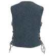 Milwaukee Leather MDL4020 Women's Classic Blue ‘6 Pocket’ Side Lace Denim Vest