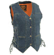Milwaukee Leather MDL4020 Women's Classic Blue ‘6 Pocket’ Side Lace Denim Vest
