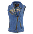 Milwaukee Leather MDL4030 Women's Blue Denim Zipper Front Motorcycle Vest with Studded Spikes