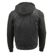 Milwaukee Leather MDM1000 Men's Black Denim Jacket with Removable Hoodie