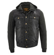Milwaukee Leather MDM1000 Men's Black Denim Jacket with Removable Hoodie